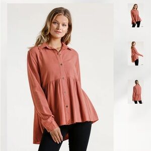 NWT- Umgee High-low Top, Size L, Rust/Orange